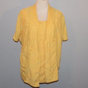 Sag Harbor 2 Piece Twinset Look 1X Yellow Shirt Top